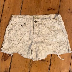 Free People White Printed Shorts